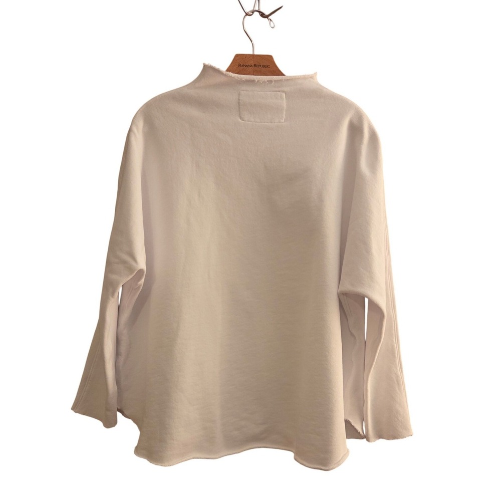 Frank & Eileen "Effie" Long Sleeve Funnel Capelet, Triple Terry, White, Sz S - Picture 3 of 12